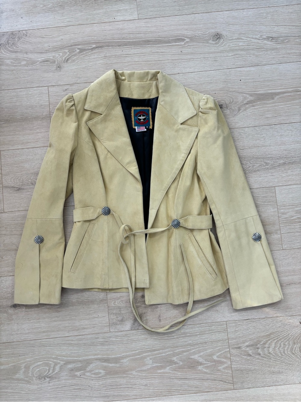 Renegade Spirt Vintage Genuine Suede Butter Yellow Western Concho Jacket